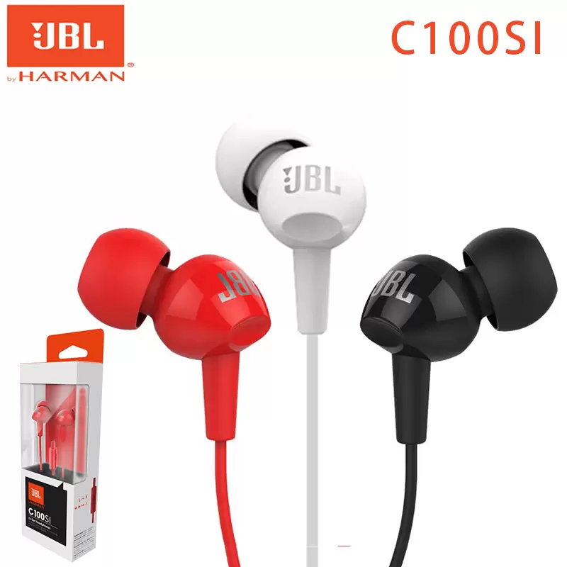 JBL C100SI  Wired Stereo In-Ear  Earphones Deep Bass Music Sports Hands-Free With Microphone Call Headset Running Earphone