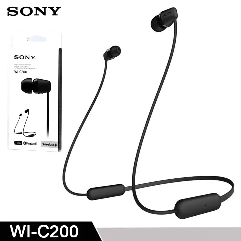 Sony WI-C200 Wireless in-Ear Headset / Headphones with mic for Phone Call (WIC200) Neck-mounted Bluetooth headset heavy bass wireless stereo